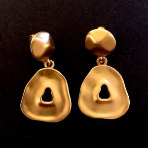 90’s Chunky, Matte Gold-tone Metal Earrings, Anne Klein Vintage
